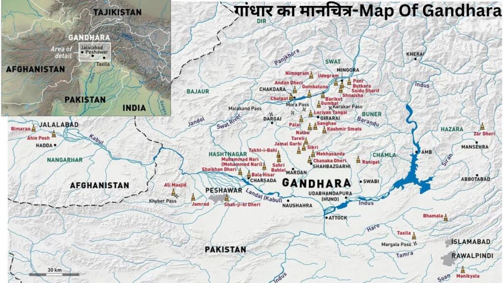 गांधार का मानचित्र-Map Of Gandhara